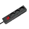 3-pesaline 2m Prantsuse tüüpi pikendusjuhe lülitiga (3x1,5mm) Rebel must