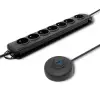 Qoltec Surge protector with Foot Quick Switch 7 sockets 1.5m Black