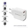 Qoltec Charger 18W 5-12V 1.5-3A USB type C PD USB QC 3.0 White