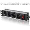 Qoltec Aluminium Power strip for RACK 10'' 1U 16A PDU 4xSCHUKO 1.8m
