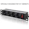Qoltec Aluminium Power strip for RACK 10'' 1U 16A PDU 4xFRENCH 1.8m