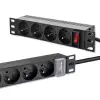 Qoltec Aluminium Power strip for RACK 10'' 1U 16A PDU 4xFRENCH 1.8m