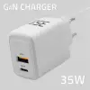 Qoltec GaN 35W charger 5-20V 1.5-3A 1 x USB-C PD 1x USB QC 3.0 White