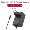 Qoltec Super FAST PD charger for Raspberry PI 5 USB-C 27W 5.1V 5A Black