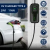 Qoltec Mobile EV charger with adjustable 2in1 Type2 11kW 400V CEE 32A LCD 3 phase Portable Wallbox 5m