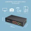 Qoltec FAST Ethernet PoE SWITCH 4x RJ45 PoE 1x RJ45 Uplink 1x SFP 65W 1000 Mb