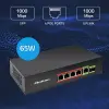 Qoltec FAST Ethernet PoE SWITCH 4x RJ45 PoE 1x RJ45 Uplink 1x SFP 65W 1000 Mb