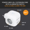 Qoltec Power cube 6-in-1 extension cord with illuminated switch 3x AC 2x USB 1x USB-C PD 20W White