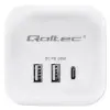 Qoltec Power cube 6-in-1 extension cord with illuminated switch 3x AC 2x USB 1x USB-C PD 20W White Cable 2m