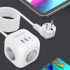 Qoltec Power cube 6-in-1 extension cord with illuminated switch 3x AC 2x USB 1x USB-C PD 20W White Cable 2m
