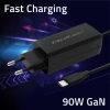 Qoltec 90W GaN Super Fast Charger 5-20V 3-4.5A USB-C 3.1 Laptop Smartphone Tablet