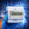 Qoltec Three-phase electronic meter with reset DIN rail energy consumption meter 400V 100A LCD LED 4P