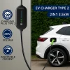 Qoltec Mobile EV Electric Car Charger with 2in1 Type 2 Adjustment 3.5kW 230V SCHUKO 16A Wi-fi TUYA LCD LED 5m