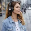 Qoltec Headphones with microphone Black