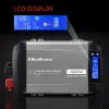Qoltec Pure Sine Wave Inverter 12V to 230V 500/1000W LCD USB USC-C Compatible with LiFePO4 GEL AGM