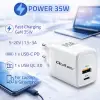 Qoltec GaN 35W charger 5-20V 1.5-3A 1 x USB-C PD 1x USB QC 3.0 White