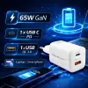 Qoltec GaN ULTRA 65w charger 5-20V 2.25-3.25A 1 x USB type C PD 1x USB QC 3.0 Laptop Smartfon White