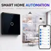 Qoltec nutikas puutetundlik 1-kanaliline lüliti Wi-Fi taimer Tuya Smart Life karastatud klaas must