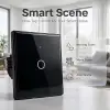 Qoltec nutikas puutetundlik 1-kanaliline lüliti Wi-Fi taimer Tuya Smart Life karastatud klaas must