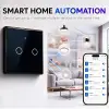 Qoltec Smart Touch 2-Gang Light Switch Wi-Fi Timer Tuya Smart Life Tempered Glass Black