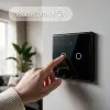 Qoltec Smart Touch 2-Gang Light Switch Wi-Fi Timer Tuya Smart Life Tempered Glass Black