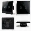 Qoltec Smart Touch 2-Gang Light Switch Wi-Fi Timer Tuya Smart Life Tempered Glass Black