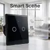 Qoltec Smart Touch 2-Gang Light Switch Wi-Fi Timer Tuya Smart Life Tempered Glass Black