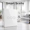 Qoltec nutikas puutetundlik kolmene tulede lüliti Wi-Fi Taimer Tuya Smart Life karastatud klaas valge