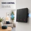 Qoltec nutikas 3-osaline tulede lüliti Wi-Fi taimer Tuya Smart life, must