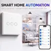 Qoltec nutikas puutetundlik kolmene tulede lüliti Wi-Fi Taimer Tuya Smart Life karastatud klaas valge