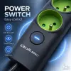 Qoltec Pikendusjuhe valgustatud lülitiga, 6-in-1, 4 maandusega pistikupesa, 1xUSB-C 15W, 1xUSB 12W, 1.8m