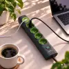 Qoltec Pikendusjuhe valgustatud lülitiga, 6-in-1, 4 maandusega pistikupesa, 1xUSB-C 15W, 1xUSB 12W, 1.8m