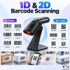 Qoltec täpne juhtmevaba triipkoodilugeja 1D 2D + hoidik QR EAN USB