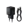 Wall Fast Charger Palm 20W USB + USB-C QC3.0 PD3.0 with USB-C Cable 1m, Black