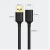 USB 3.0 pikenduskaabel 0.5m must UGREEN US129