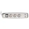 3-pesaga lülitiga pikendusmoodul - 2 USB porti - hall/valge - SCHUKO