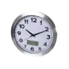 Aluminum case wall clock - LCD - thermo-hygrometer + weather forecast - Ø 35 cm