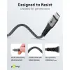 USB-C™ Textile Cable, 60 W, Power Delivery, 1.5 m, black;grey