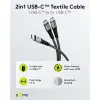 USB-C™ Textile Cable, 60 W, Power Delivery, 1.5 m, black;grey