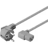 Angled IEC Cord on Both Sides, 2 m, Grey, (3*0.75 mm²)