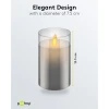 LED Real Wax Candle in Glass, 7.5 x 12.5 cm, Grey-Transparent