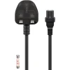 UK Mains Connection Cable, 1.5 m, Black, (2*0.75 mm²)