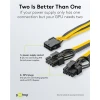 Power Supply Cable 8-Pin Female to Dual 6+2 Male for PCIe