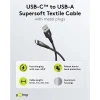 USB-C™ to USB-A Supersoft Textile Cable with Metal Plugs, 0.5 m, black