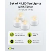 Set of 4 LED Tea Lights with Timer, white