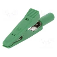 Alligator terminal/clamp isolated 42mm 10A 60VDC for tip 2mm Green