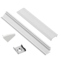 Комплект 2м профиль угловой, матовое "стекло" для LED ленты Белый