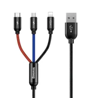 USB-A - USB-C, Lightning, Micro-USB кабель 1.2m тройной кабель