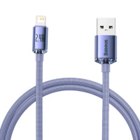 Baseus Crystal Shine Series 2.4A USB to 8 Pin Fast Charging Data Cable 1.2m (Purple)