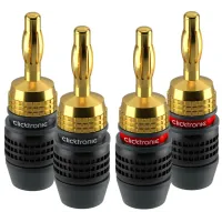 Banana plug, 4-pack, 6mm2, gold